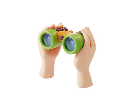 3d man looking through binoculars