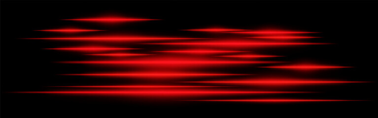 Glowing red light streaks on a black background. Horizontal neon beams create a high-speed motion effect, symbolizing futuristic technology and digital energy