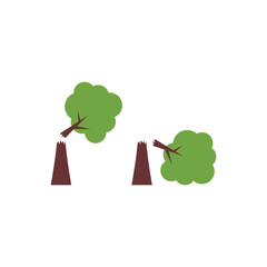 fallen tree flat design icon logo
