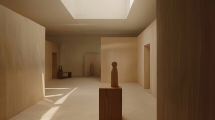 Minimalist Wooden Interior Design: Light and Shadow in a Contemporary Space