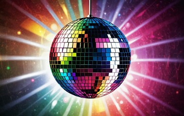 Obraz premium Disco Ball with a Colorful Reflection