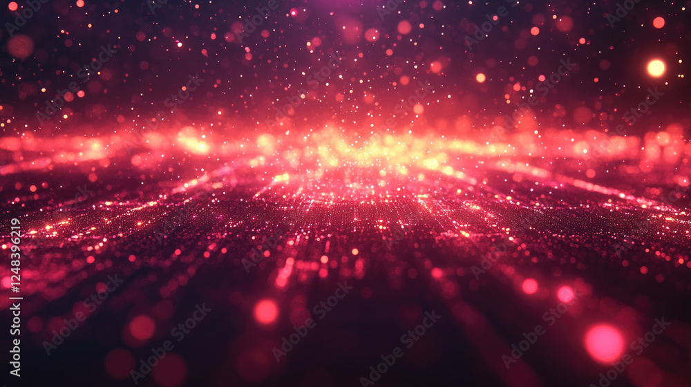 Poster digital cyberspace with particles and digital data network connections, technology digital data abst
