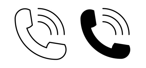 Phone call icons pack vectors in black flat and strokes