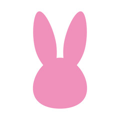 Bunny pink head with ears icon,  pink rabbit ear silhouette, Easter hare ears. Cute bunny ears for Easter, rabbit mask on transparent background, for greeting card.