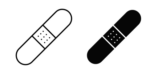 Band aid icons pack vectors in black flat and strokes