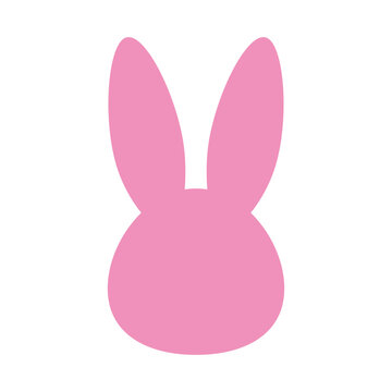 Bunny pink head with ears icon,  pink rabbit ear silhouette, Easter hare ears. Cute bunny ears for Easter, rabbit mask on transparent background, for greeting card.