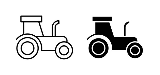 Tractor icons pack vectors in black flat and strokes