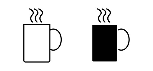 Hot coffee Mug icons pack vectors in black flat and strokes