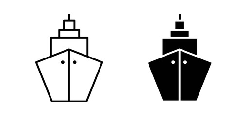 Ship icons pack vectors in black flat and strokes