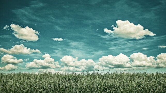 Clouds over grassy field; tranquil scene; outdoor; nature background