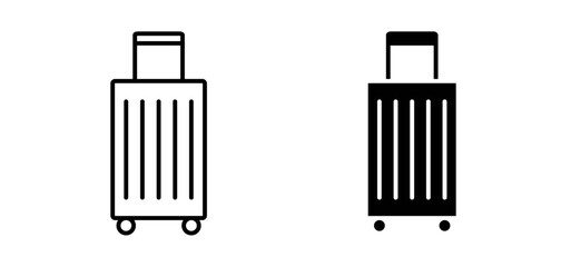 Suitcase icons pack vectors in black flat and strokes
