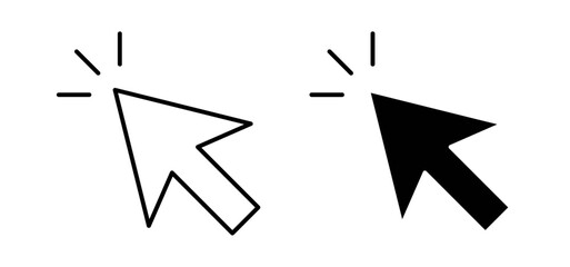 Cursor icons pack vectors in black flat and strokes