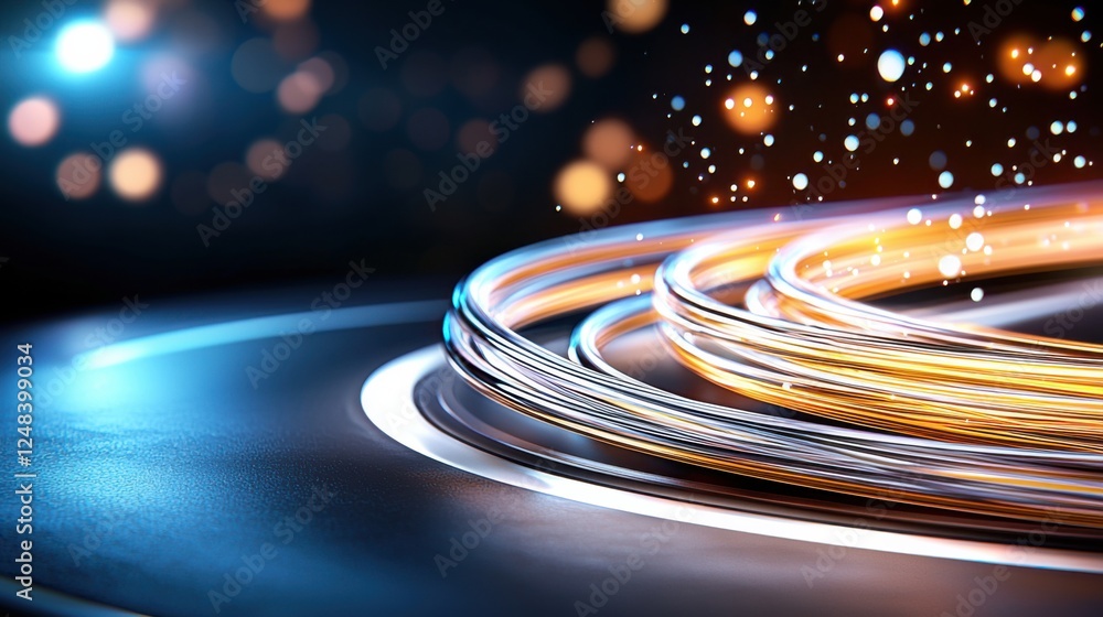 Poster captivating abstract representation of high speed optical data transfer and cutting edge technology 