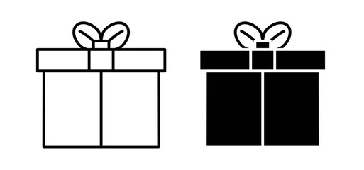 Gift icons pack vectors in black flat and strokes