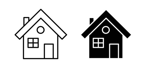Home icons pack vectors in black flat and strokes