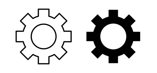 Settings icons pack vectors in black flat and strokes