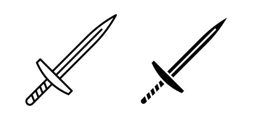 Sword icons pack vectors in black flat and strokes