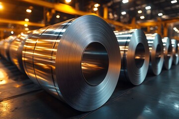 Industrial Metal Roll Manufacturing in a Modern Factory Setting