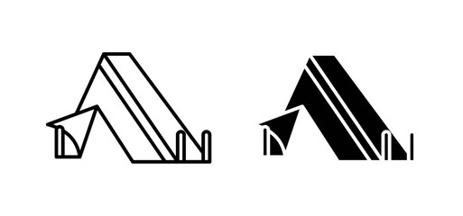 Camping icons pack vectors in black flat and strokes © Gopal