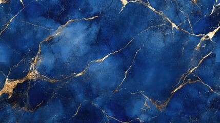 Gorgeous blue watercolor with soft golden veins and cracked marble texture, blending sophistication with artistry for a luxurious background effect