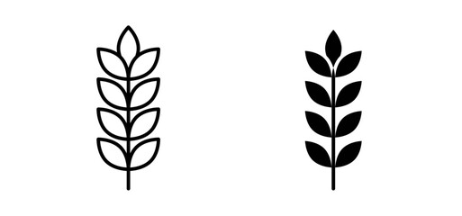 Wheat icons pack vectors in black flat and strokes