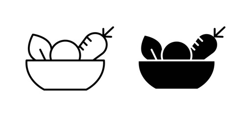 Salad icons pack vectors in black flat and strokes