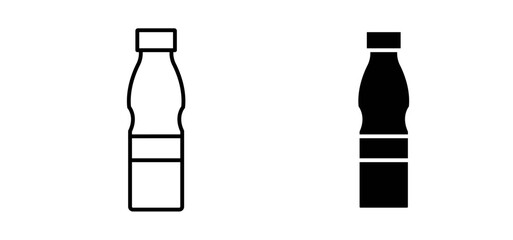 Water bottle icons pack vectors in black flat and strokes