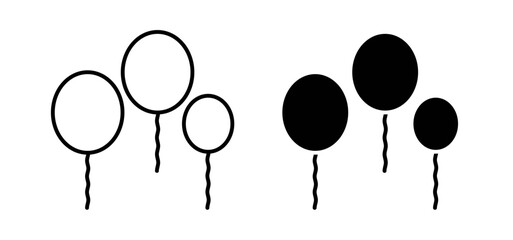 Balloons icons pack vectors in black flat and strokes © Gopal