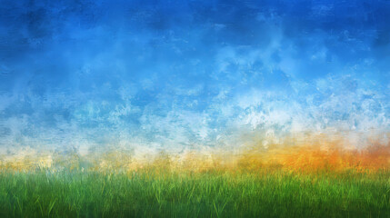 art abstract spring or summer background with fresh grass and sunny sky close up with space for your content 3d render illustration
