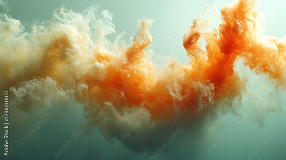 Poster swirling orange and cream-colored clouds create an abstract scene in a tranquil atmosphere. generati