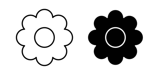 Flower icons pack vectors in black flat and strokes