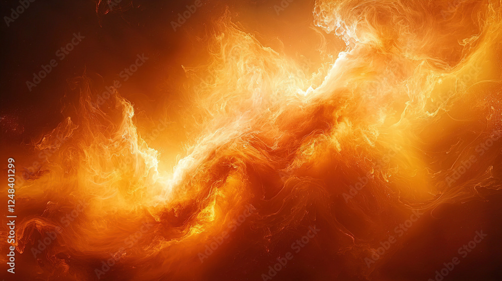 Poster cosmic explosion of fiery colors illuminating the dark expanse of space. generative ai