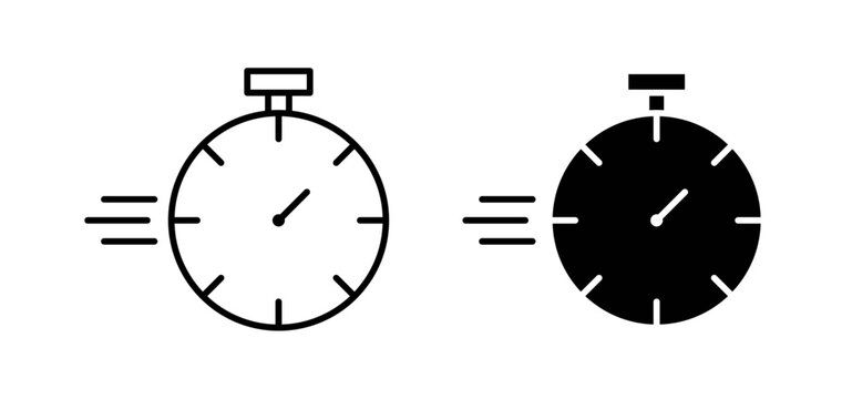 Time fast icons pack vectors in black flat and strokes