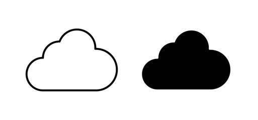 Cloud icons pack vectors in black flat and strokes