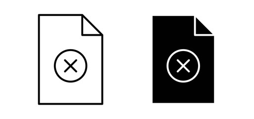 Delete Document icons pack vectors in black flat and strokes