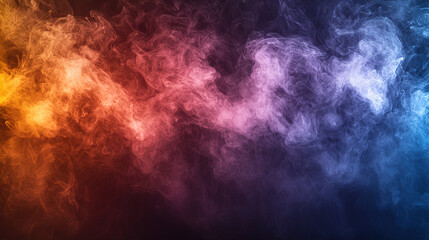 Obraz premium Colorful smoke swirls creates a vibrant abstract background with an energetic blend of hues and movement. Generative AI