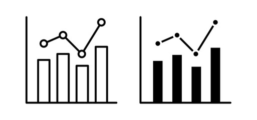 Stats icons pack vectors in black flat and strokes