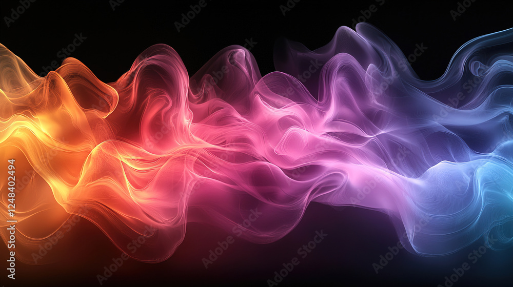 Poster colorful smoke swirls create a dynamic abstract background with vibrant hues and smooth transitions.