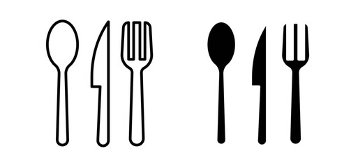 Utensils icons pack vectors in black flat and strokes