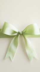 Elegant Light Green Bow on Neutral Background

