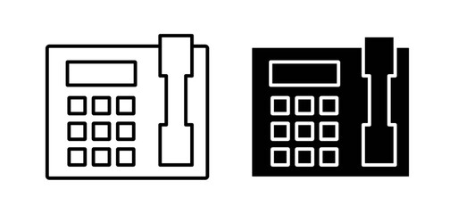 Office phone icons pack vectors in black flat and strokes