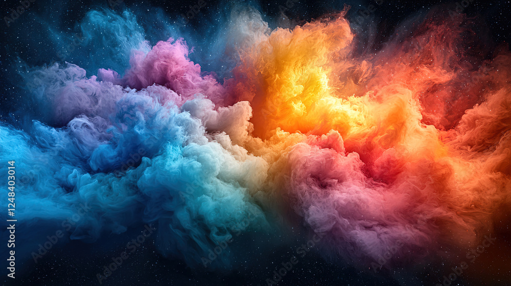 Aufkleber vibrant cloud formations in a cosmic atmosphere showcasing bright colors and dynamic patterns. gener