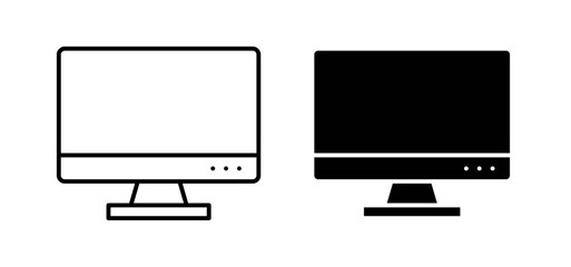 Computer Screen icons pack vectors in black flat and strokes