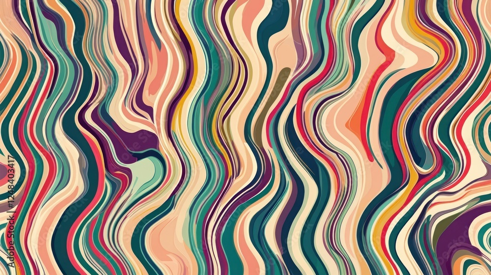 Poster abstract colorful wavy lines pattern design