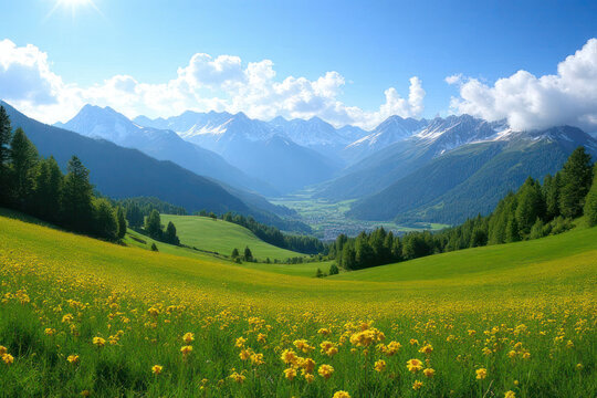 alpine meadow with flowers