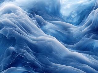 Photo of Abstract Blue Waves on a Smooth Gradient Background