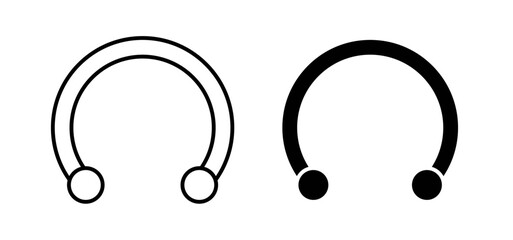 Piercing icons pack vectors in black flat and strokes