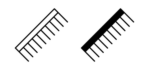 Hair brush icons pack vectors in black flat and strokes