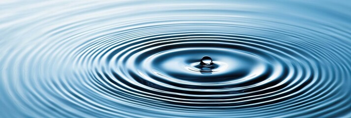 Water drop on the surface of the lake with ripples and waves