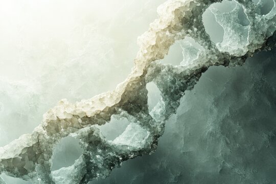 Abstract icy texture resembling a DNA strand, showcasing a blend of cool and warm tones.